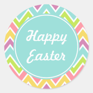 Pastel Glad påsk Stickers Runt Klistermärke