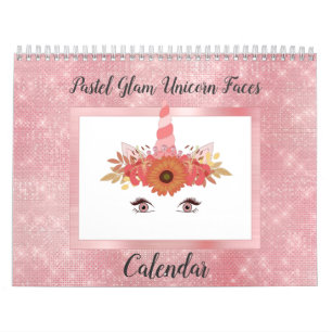 Pastel Glam Unicorn Ansikte Roligt Modern 2021-kal Kalender