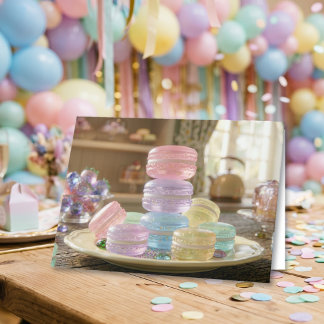 Pastel Glass Macaron Cookies | Happy Birthday Kort