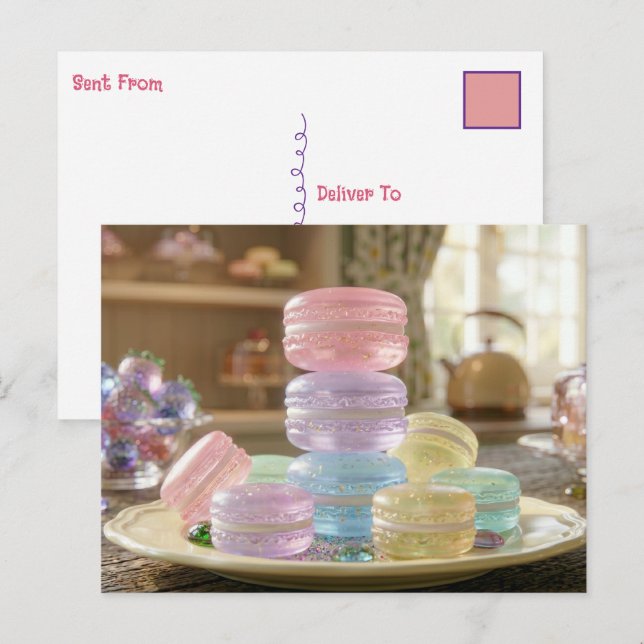 Pastel Glass Macaron Cookies | Keeping in Touch Vykort (Fram/baksida)
