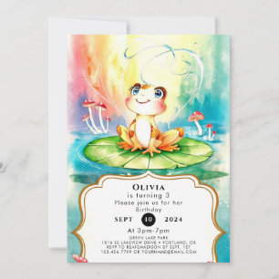 Pastel Glatt Frog Birthday Inbjudningar