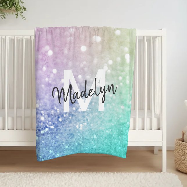 Pastel Glitter Bokeh BackgroundGlam Elegant Glitte Fleecefilt (Skapare uppladdad)