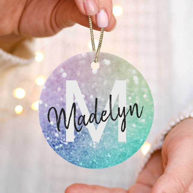 Pastel Glitter Bokeh BackgroundGlam Elegant Glitte Julgransprydnad Keramik (Skapare uppladdad)