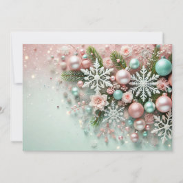 Pastel Glitter Christmas Design with Decorations Julkort