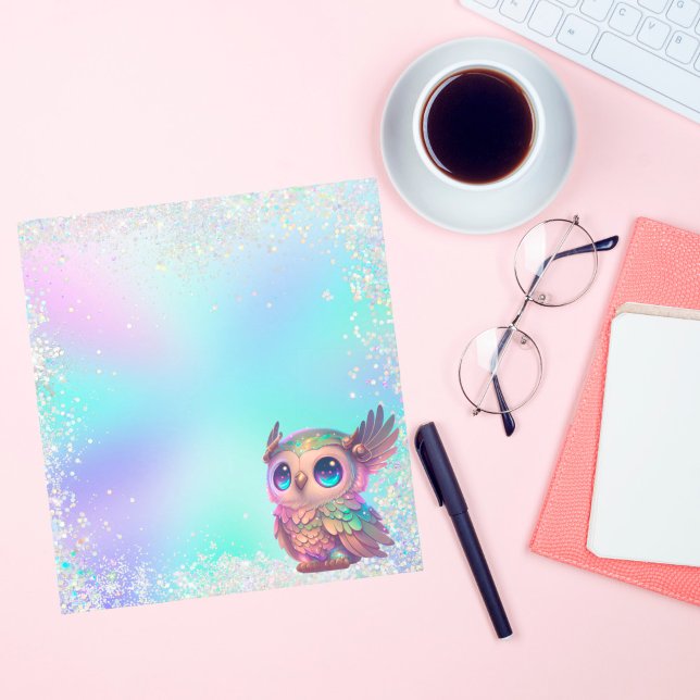 Pastel Glitter Magic Uggla Anteckningsblock (Skapare uppladdad)