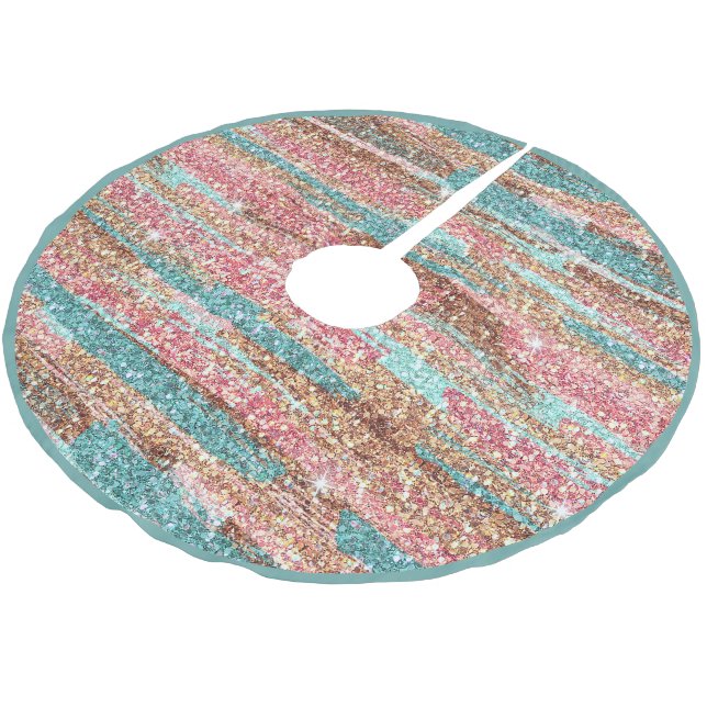 Pastel Glitter Push Strokes Rosa Blå jul Julgransmatta Borstad Polyester (Vinklad)