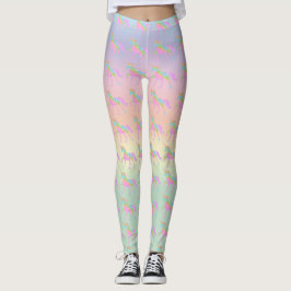 Pastel Glitter Rainbow Unicorn Leggings Yoga Byxor