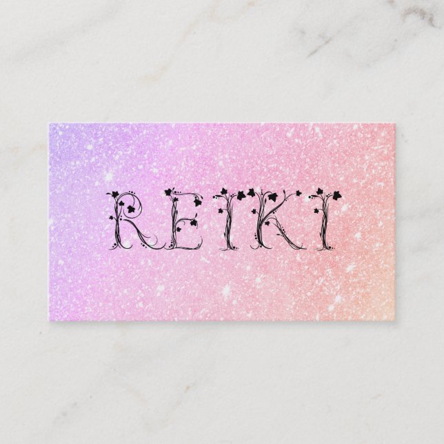 *~* Pastel Glitter REIKI Ivy Botaniskt typsnitt Visitkort (Framsida)