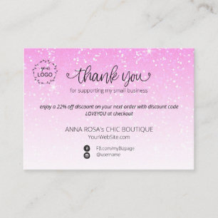 *~* Pastel Glitter Tack Logotyp Branding QR Tilläggskort