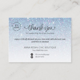 *~* Pastel Glitter Tack QR Logotyp Branding Tilläggskort