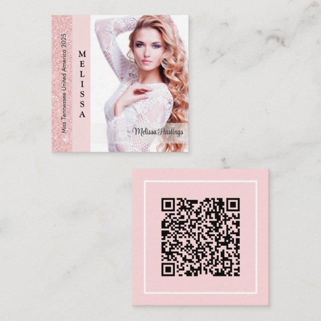 Pastel Glitz Custom Pageant Queen Profile Card (Fram/baksida)