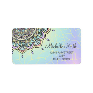 Pastel Glow Mandala ID359 Adressetikett