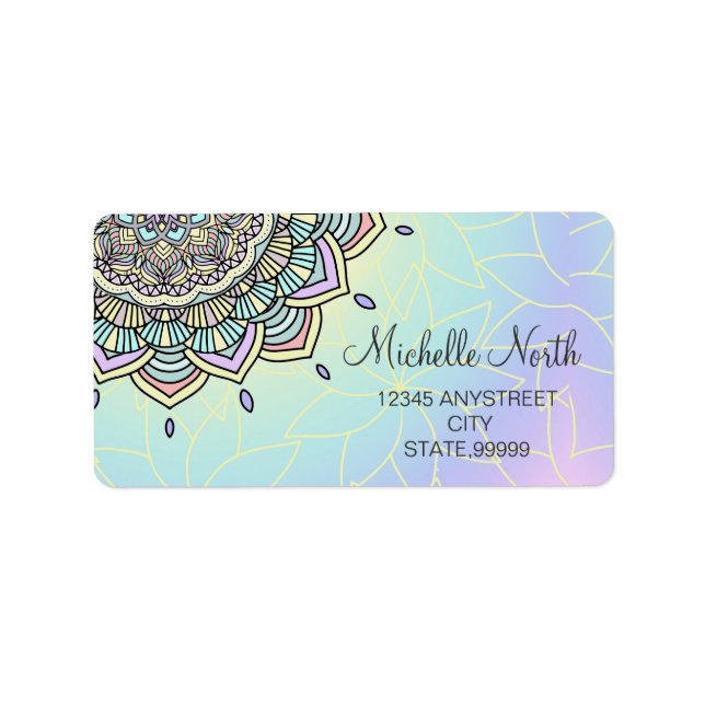 Pastel Glow Mandala ID359 Adressetikett (Framsidan)