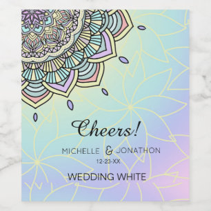 Pastel Glow Mandala ID359 Vinflaska Etikett