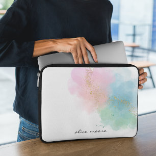 Pastel Gnistra Watercolor & Script Monogram Laptop Fodral
