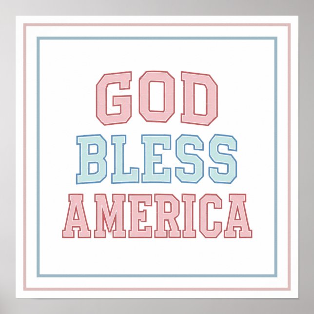 Pastel God Bless America Collegiate Bold Printed Poster (Framsidan)