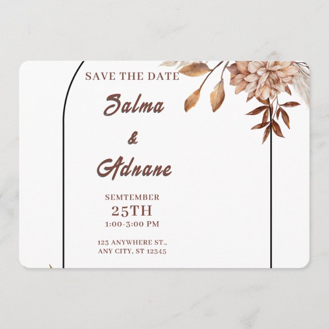 Pastel & Gold Floral Save the Date  Spara Datumet (Framsida)