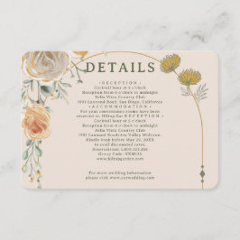 Pastel Gold Floral Wedding Enclosure Card  Tilläggskort