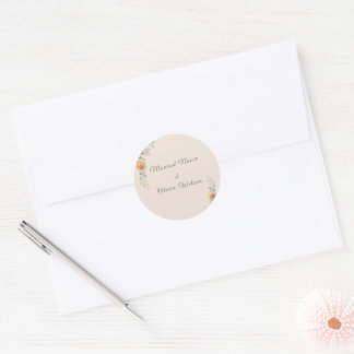 Pastel & Gold Floral Wedding Invitation Runt Klistermärke