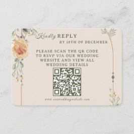 Pastel Gold Floral Wedding RSVP Card OSA Kort