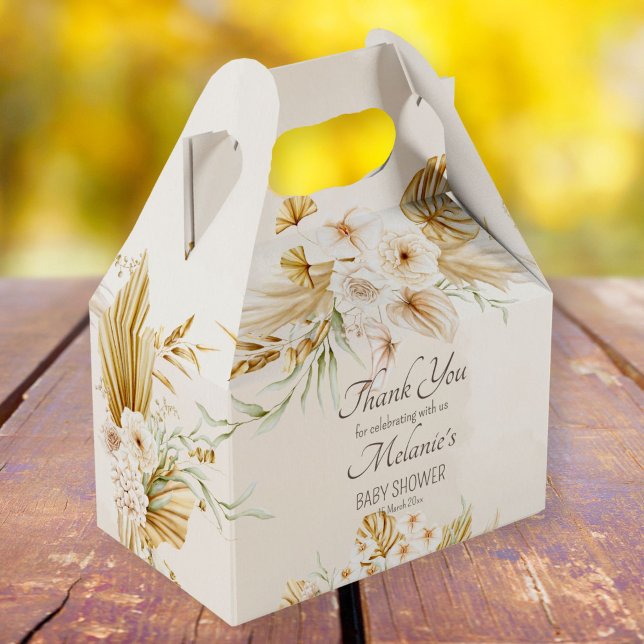 Pastel golden brun boho, torkade blommor baby presentaskar (Skapare uppladdad)
