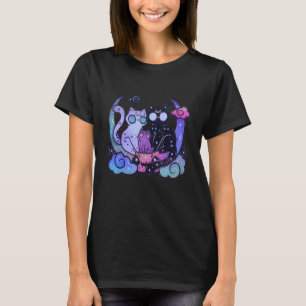 Pastel Goth Aesthetic Cat Tee Creepy Alien Måne C