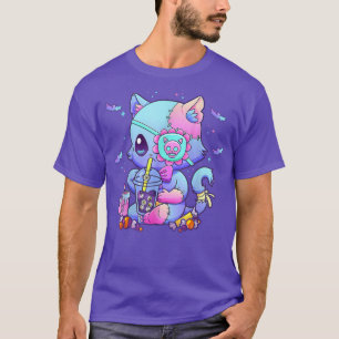 Pastel Goth Aesthetic Kawaii Creepy Cat Boba Tea E T Shirt