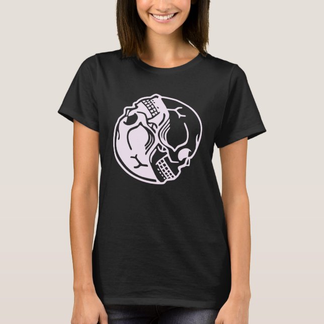 Pastel Goth Aesthetic Pink Ying Yang Skull Graphic T Shirt (Framsida)