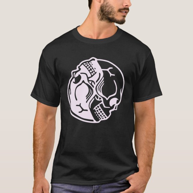 Pastel Goth Aesthetic Pink Ying Yang Skull Graphic T Shirt (Framsida)