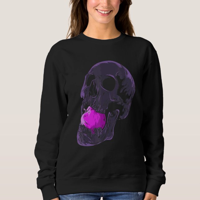 Pastel Goth Aesthetic Skull Apple Fruit Skeleton H T Shirt (Framsida)