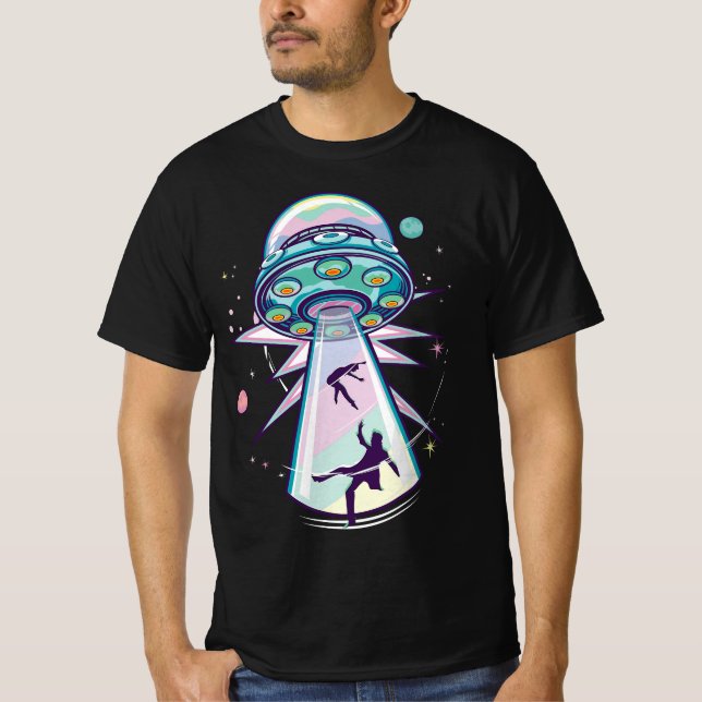 Pastel Goth Alien Abduction Aesthetic Spaceship Nu T Shirt (Framsida)