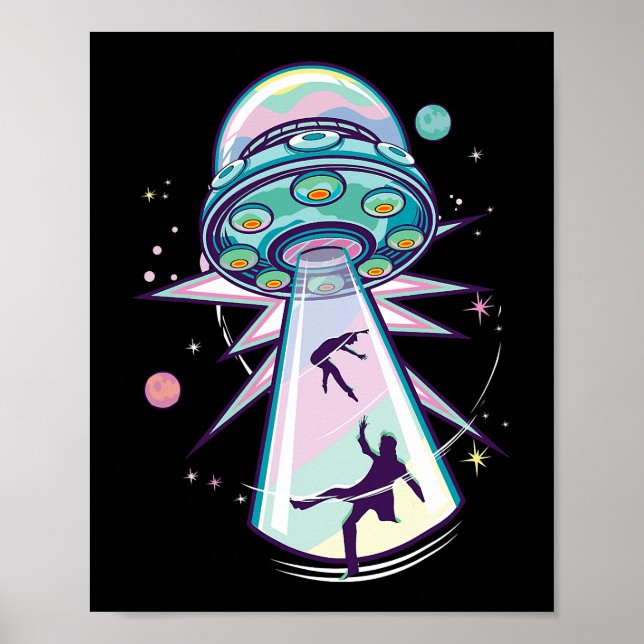 Pastel Goth Alien Abduction Aesthetic Spaceshöft N Poster (Framsidan)