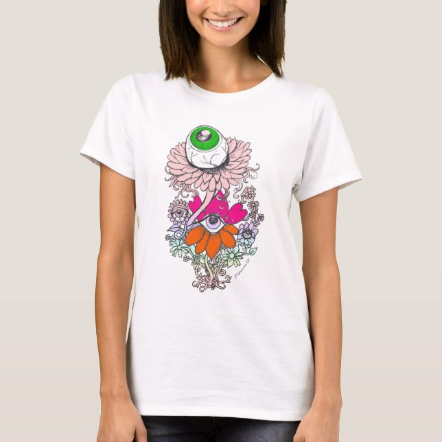 Pastel Goth Alien Eyeball Flowers Shirt Tee (Framsida)
