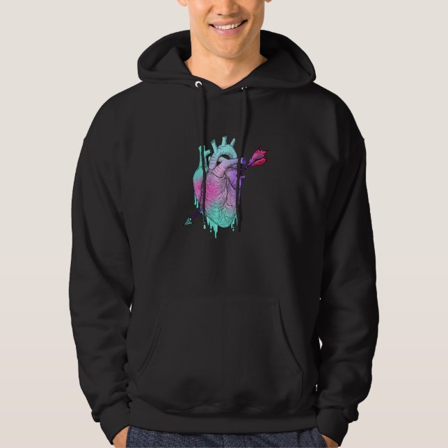 Pastel Goth Anatomical Heart With Arrow Valentine Hoodie (Framsida)