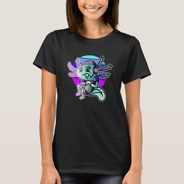 Pastel Goth Axolotl Video Gamer Pc-spel Spela upp  T Shirt (Framsida)