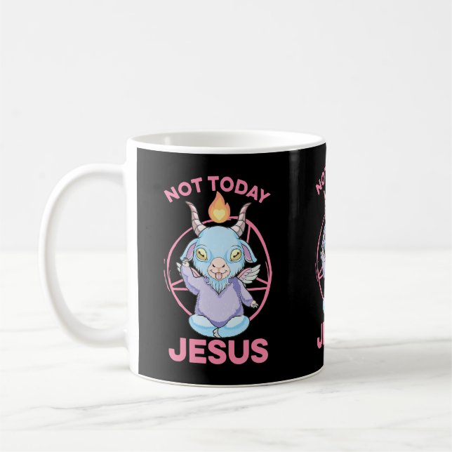 Pastel Goth Baby Baphomet Inte i dag Jesus Anime N Kaffemugg (Vänster)