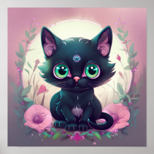 Pastel goth cat poster