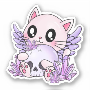 Pastel Goth Cat & Skull Klistermärken