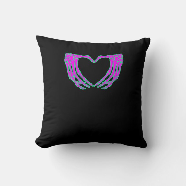 Pastel Goth Clothing, Skeleton Heart Händer Kudde (Framsida)