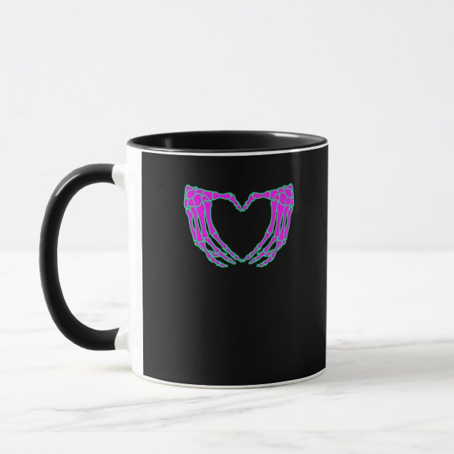 Pastel Goth Clothing, Skeleton Heart Händer Mugg (Vänster)