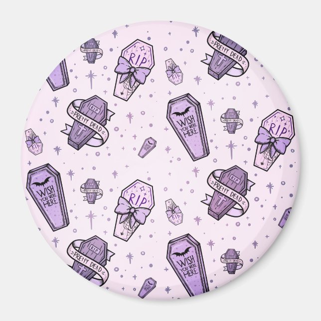 Pastel Goth Coffins Mönster Magnet (Framsidan)