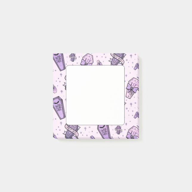 Pastel Goth Coffins Mönster Post-it Block (Framsida)