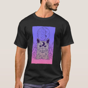 Pastel Goth Creepy Cat Cresent Måne Girl Gothic Wi T Shirt
