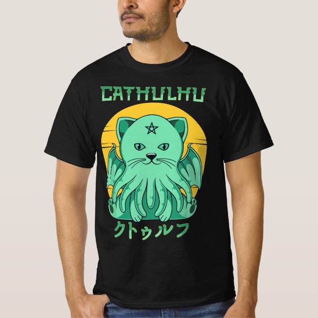 Pastel Goth Cthulhu figur kawaii Cathulhu demon  T Shirt (Framsida)