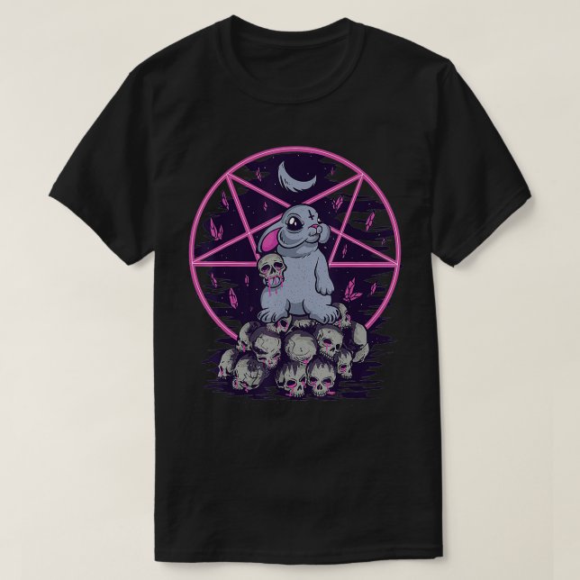 Pastel Goth Cute Creepy Bunny And Skull Menhera Wi T Shirt (Design framsida)