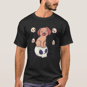 Pastel Goth Cute Creepy Witchy Pug Hund Skull Ritu T Shirt