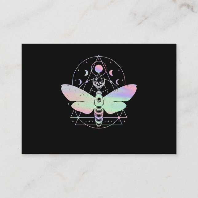 Pastel Goth Cute Moth Andlig Måne Visitkort (Framsida)