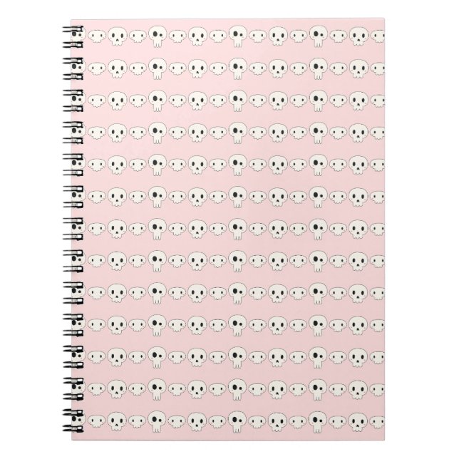 Pastel Goth Döskallar Rosa Notebook Anteckningsbok (Framsidan)