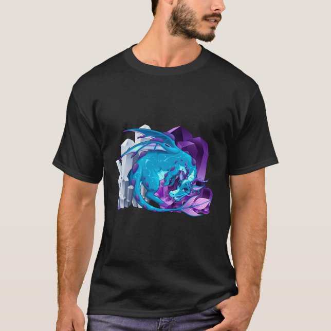 Pastel Goth Dragon Crystal Mythical Creature Fanta T Shirt (Framsida)