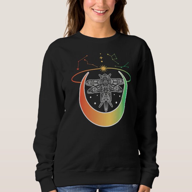 Pastel Goth Dragonfly Crescent Måne Constellation T Shirt (Framsida)